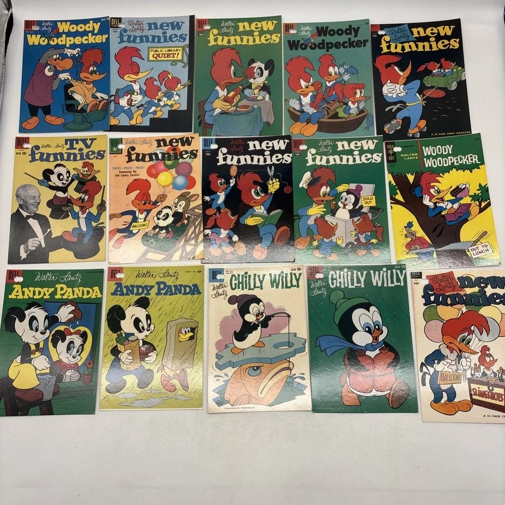 vintage postcard Walter Lantz Woody woodpecker, Chilly Willy, Andy Panda New X15